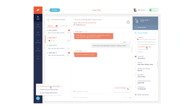 Live Chat Agent Dashboard