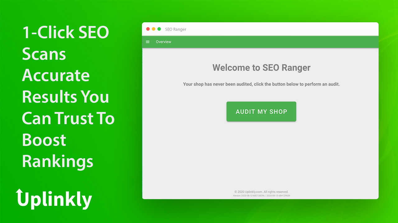 SEO Ranger Home Screen Simple 1-Click Audit Scans