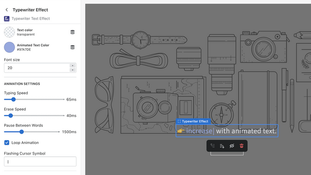 Configure animation settings in app block