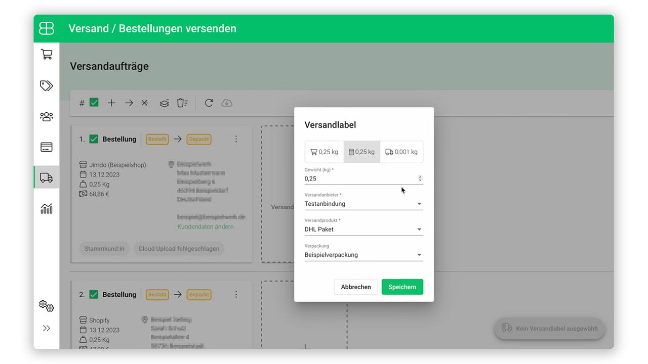 Billbee shipping interface