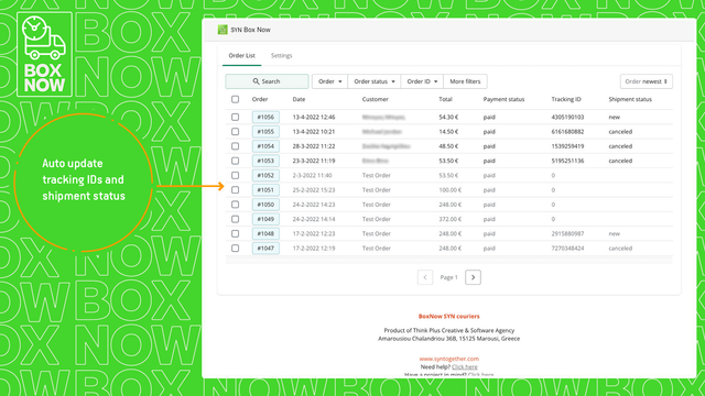 Auto update tracking IDs and shipment status