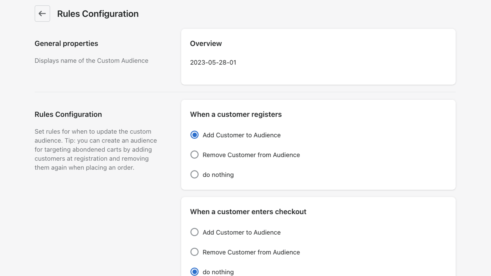 Configure when audience is updated