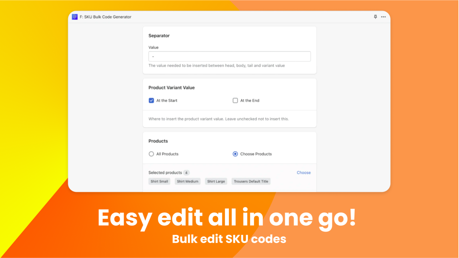 F: SKU Code Generator