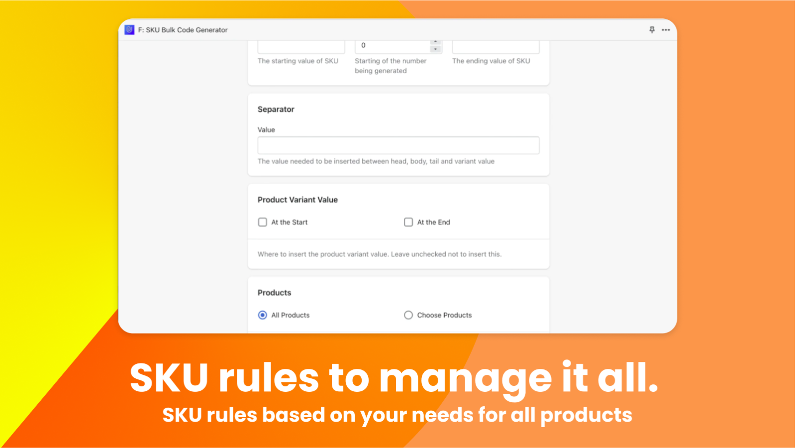 Choose where Product variant details need to be shown on SKU