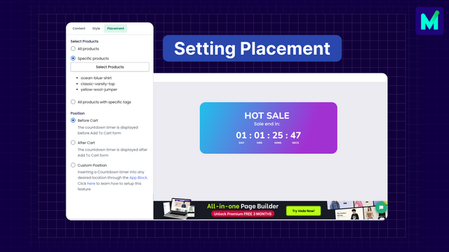 MSK Urgency Countdown Timer List placement