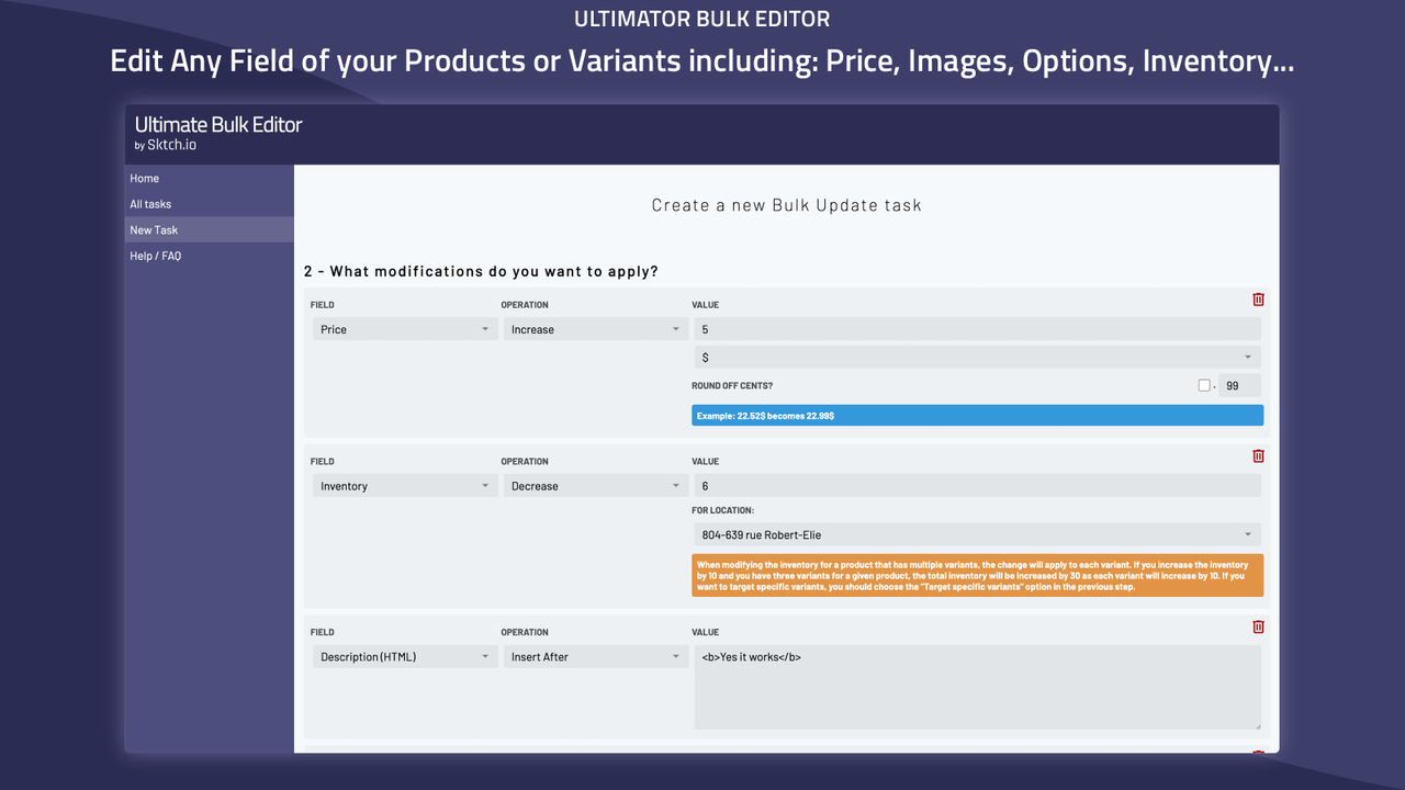 Edit Any Field of your Products or Variants.