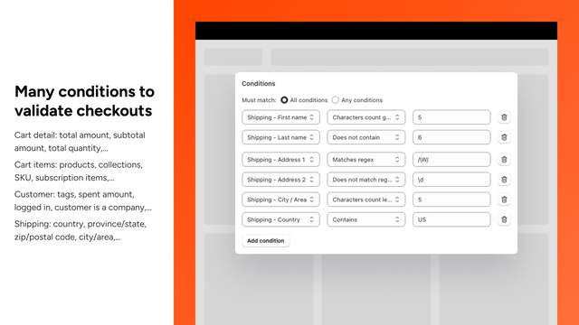 Many conditions to validate checkouts