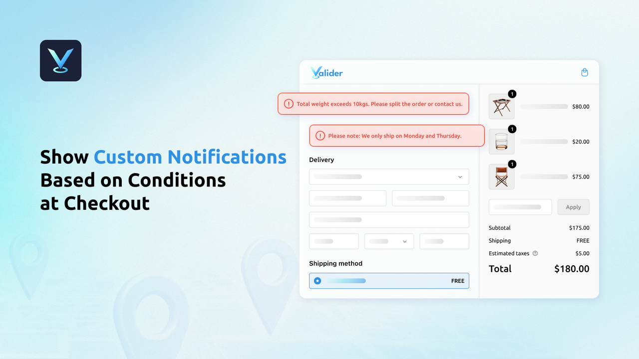 Show Custom Notifications Based on Conditions at Checkout