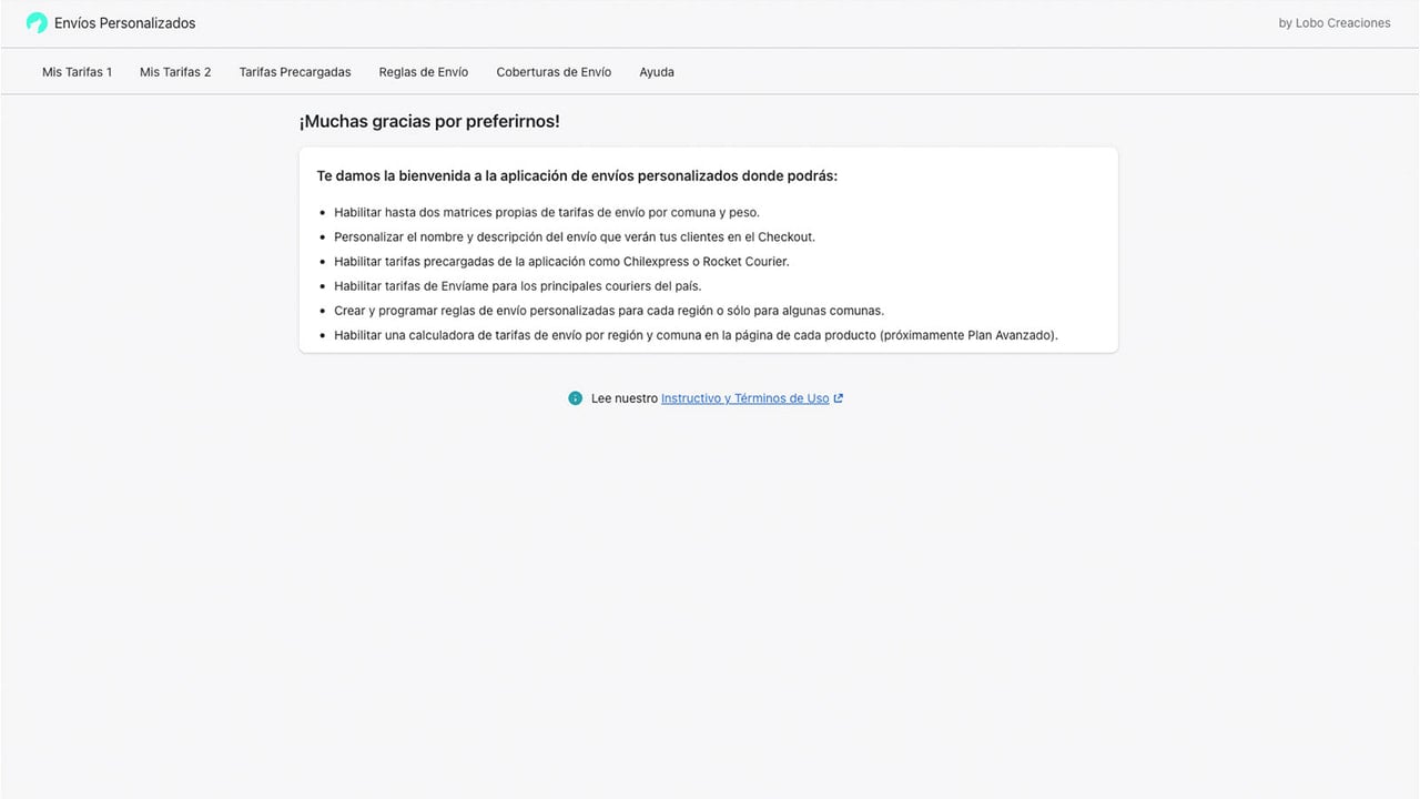 Envíos Personalizados - Lobo Creaciones - Shopify Experts