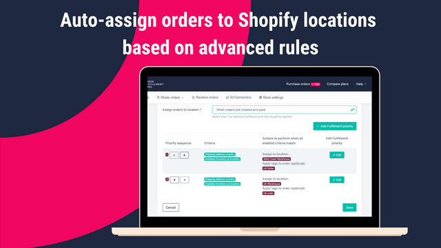 Auto route orders to Shopify locations based on advanced rules