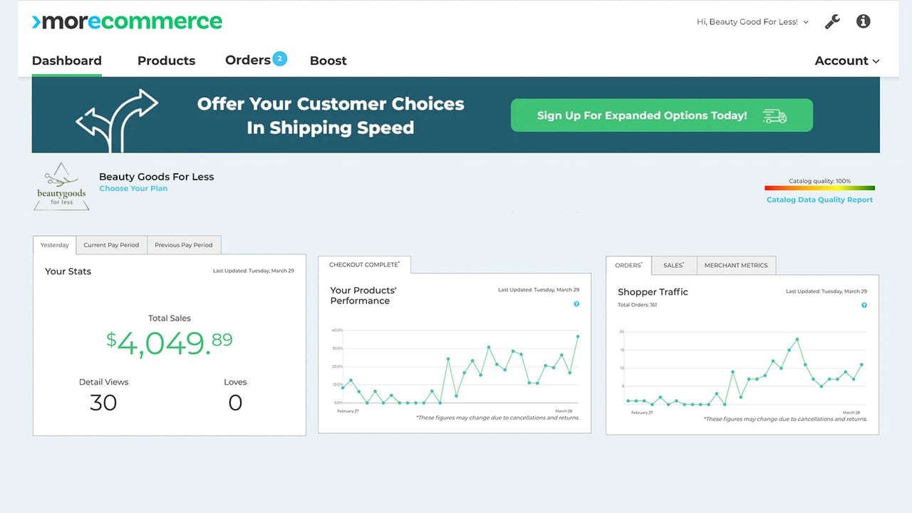 MoreCommerce Dashboard