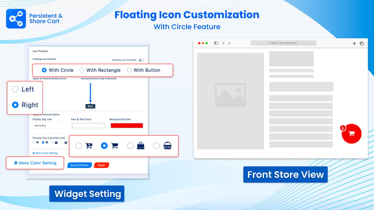 Circle floating Icon Customization