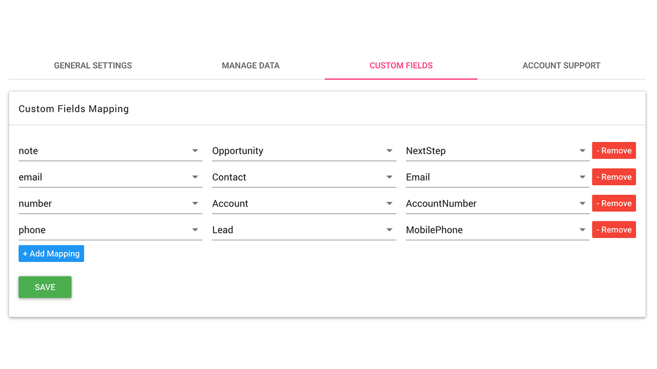 Custom fields mapping between Order and Salesforce objects