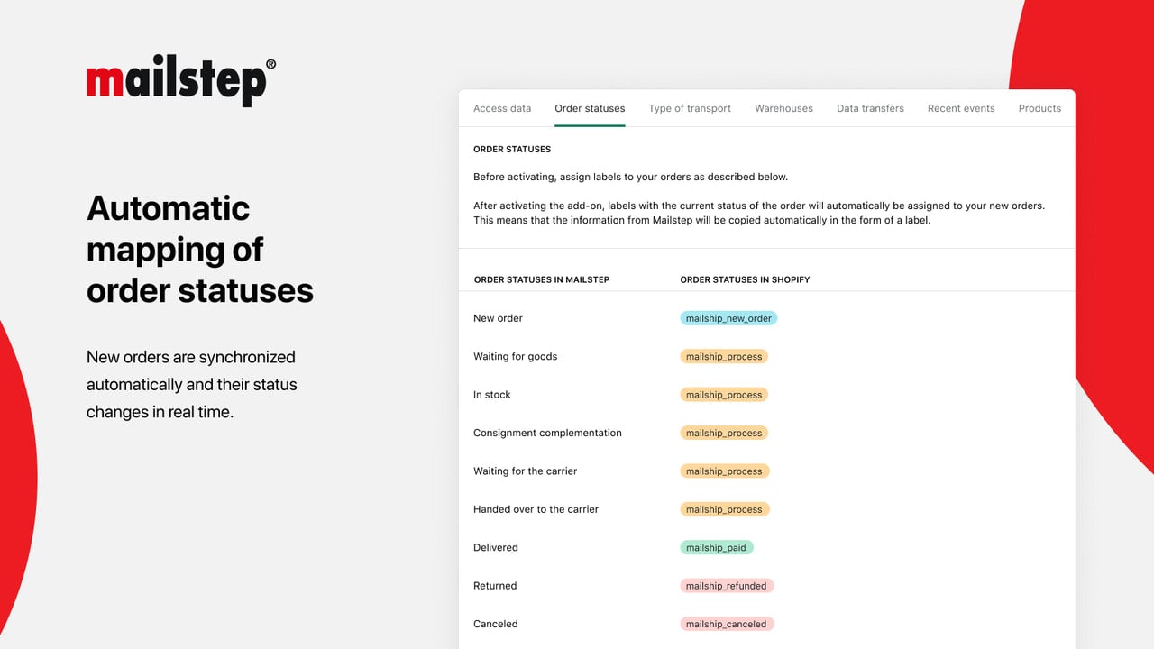 Automatic mapping of order statuses