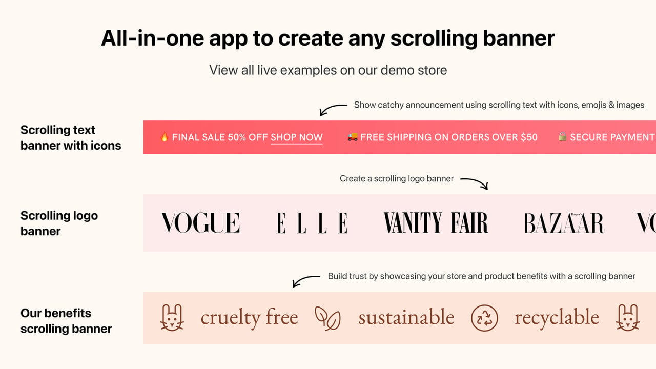 All-in-one app to create scrolling banner