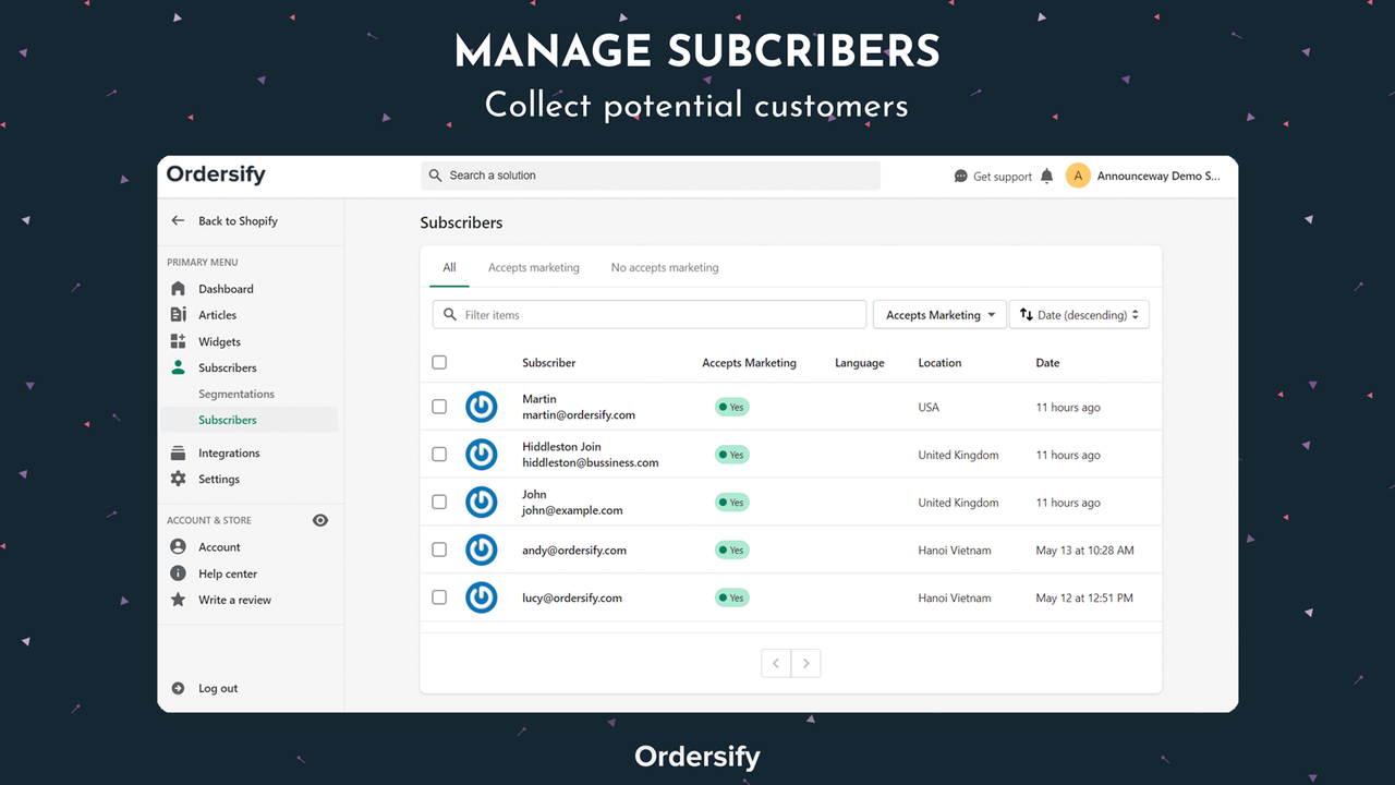 Manage subscribers