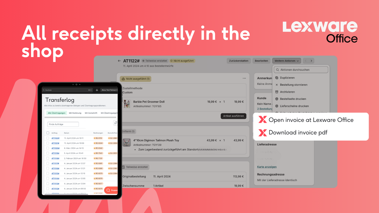 lexware office integration shopify download invoices