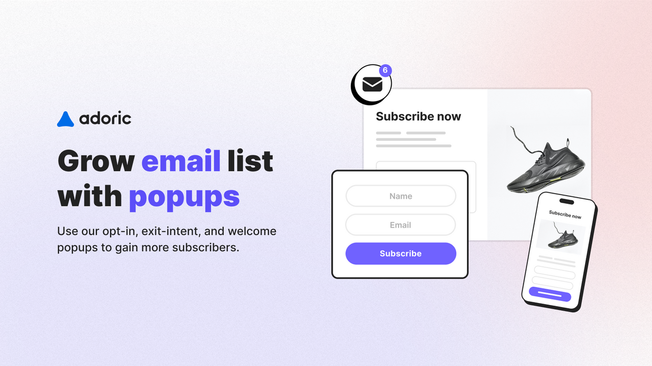 Grow email list with popups