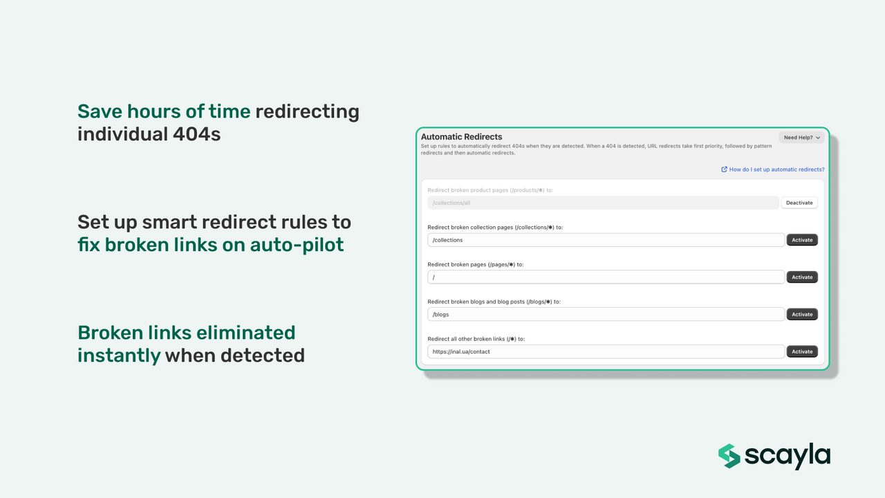 use automatic redirect rules to fix 404 broken links instantly