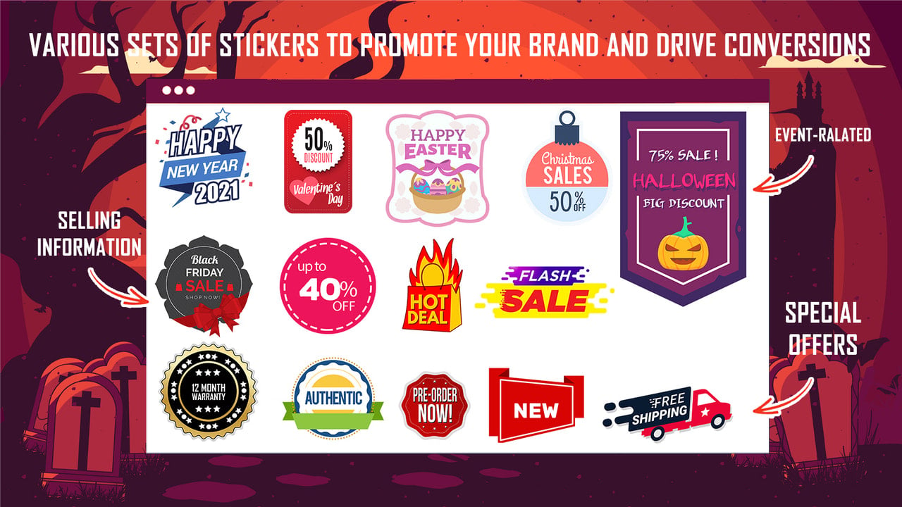 3000+ Stickers to promote your brand and drive conversion