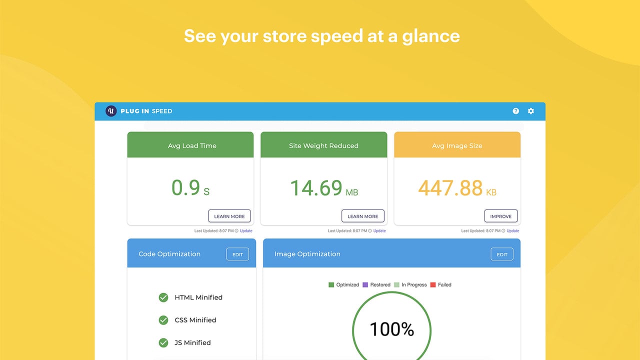 Personalized dashboard displaying key speed metrics