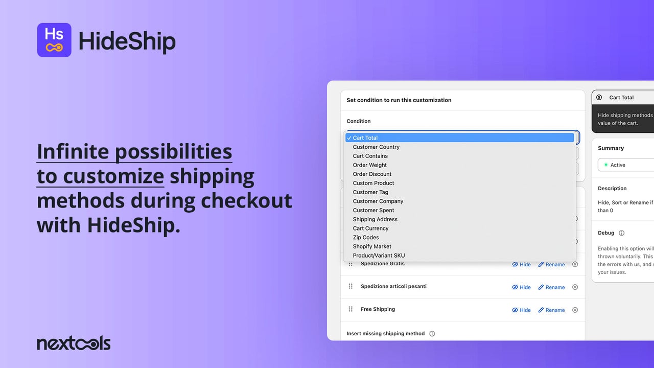 HideShip: Hide & sort shipping methods