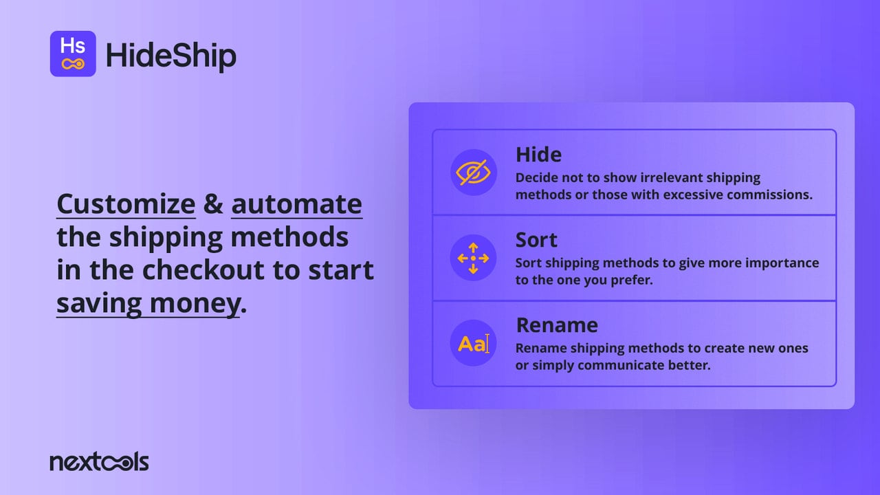 HideShip: Hide & sort shipping methods