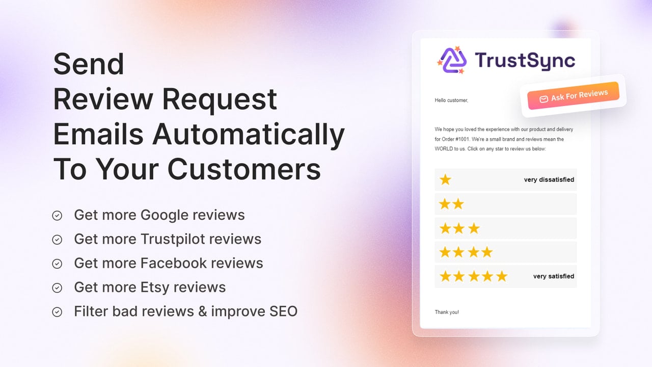 Send emails to collect Google,Yelp,Facebook, Trustpilot reviews