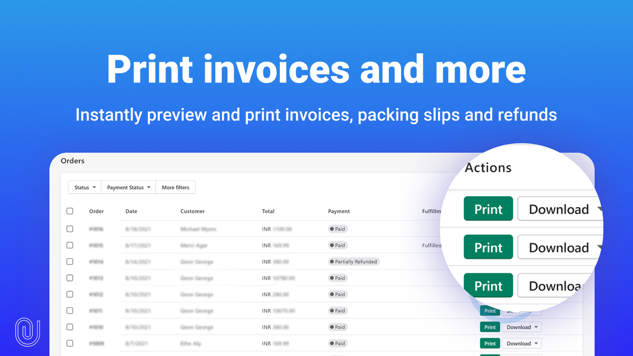 Generate orders and bulk print invoice, packing slips, drafts