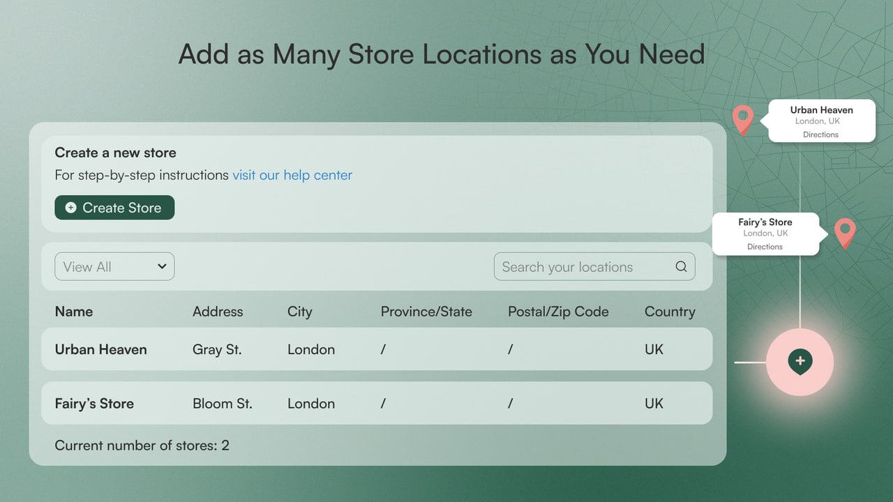 Add as many stores location as you need