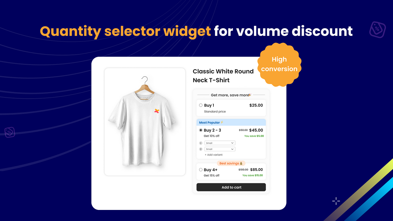 Quantity breaks selector displayed on Shopify product page