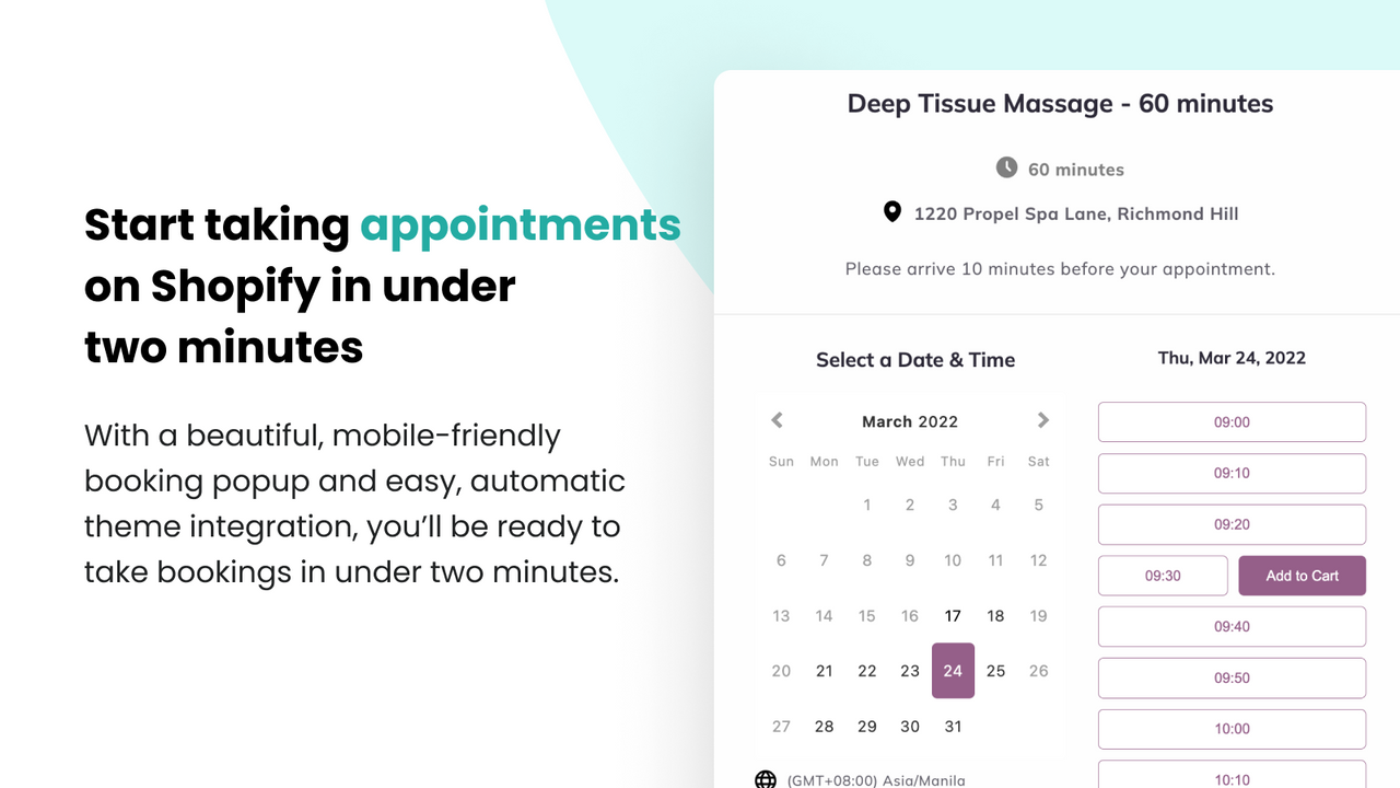 Start taking appointments on Shopify in under 2 minutes