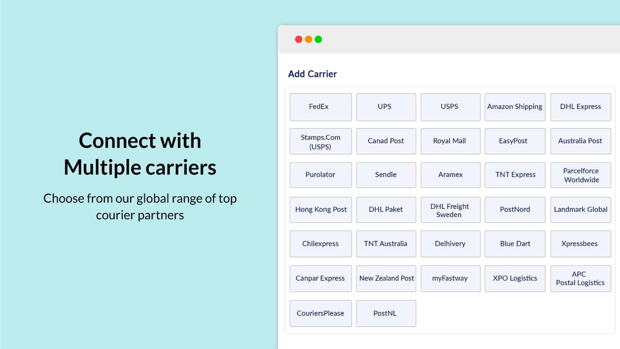 Connect your preferred shipping carrier and ship effortlessly.