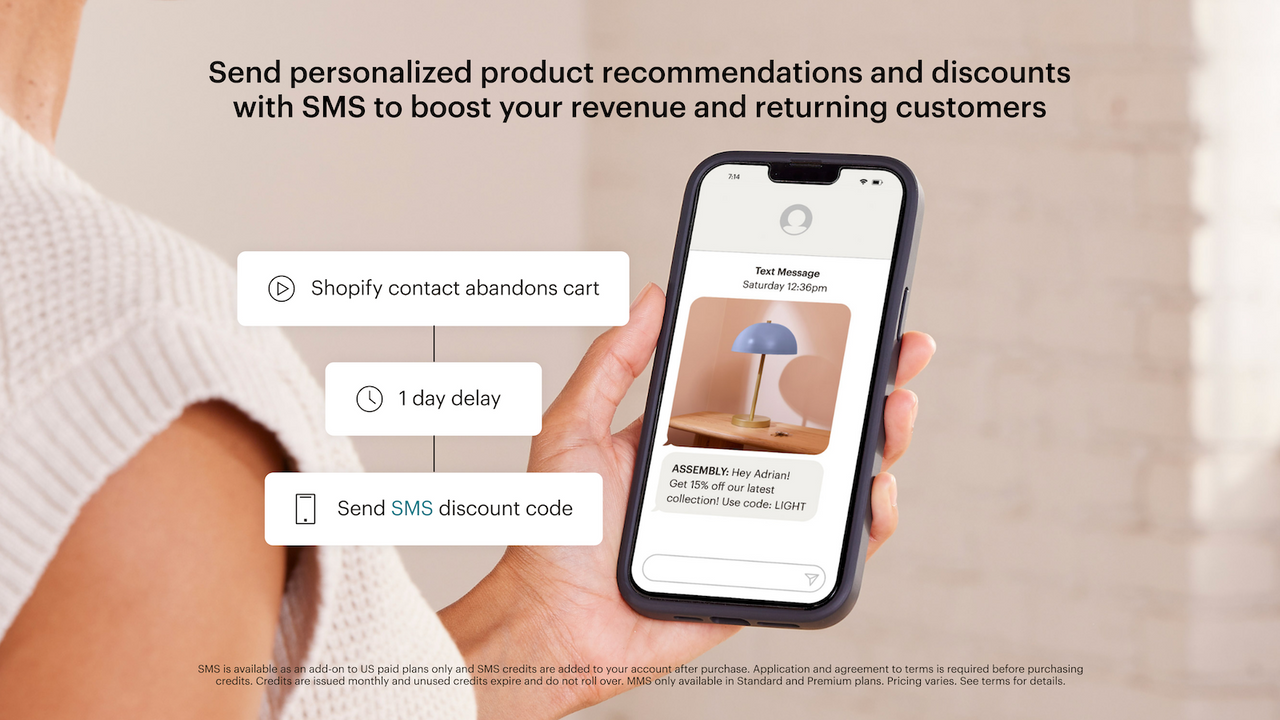 iPhone displaying SMS with discount code reminder