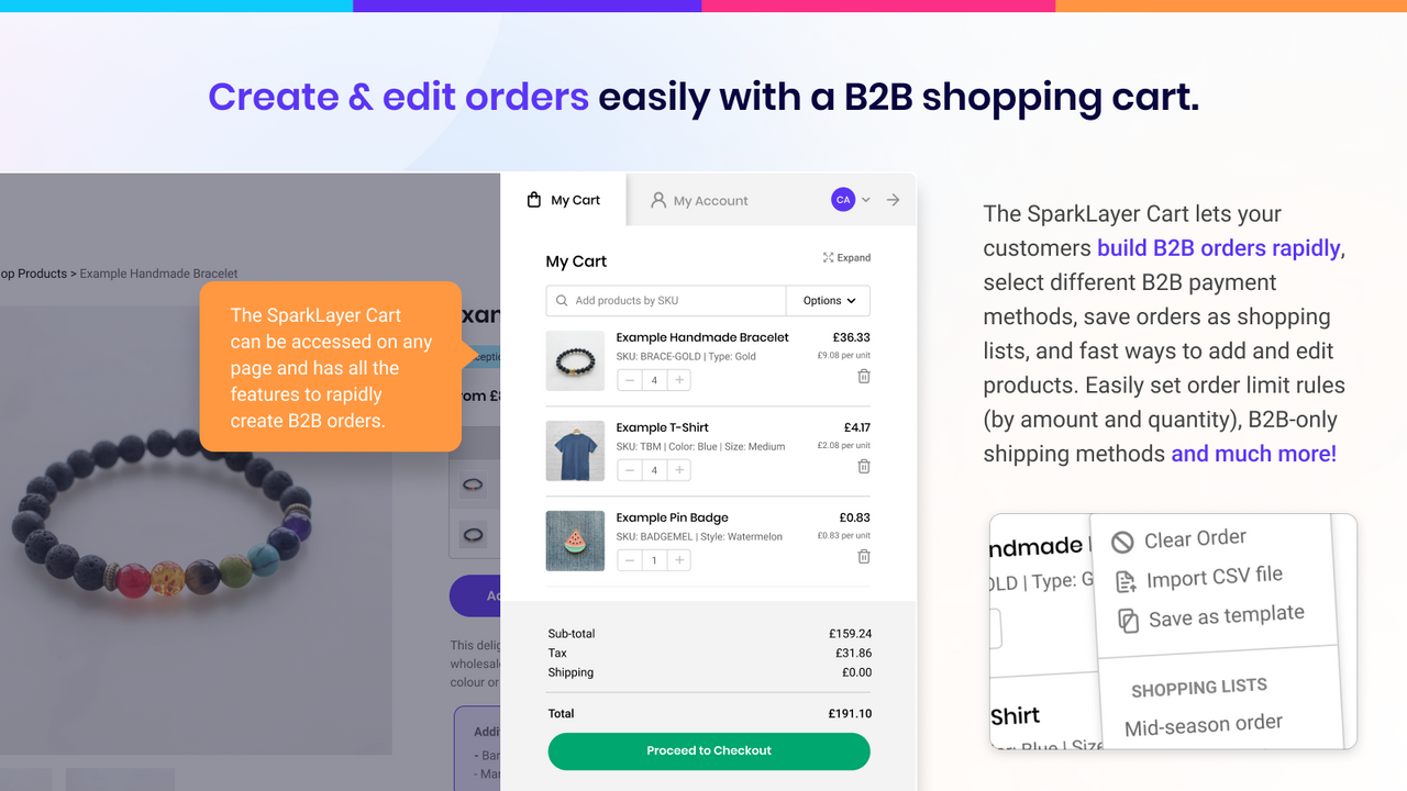 Create & edit orders easily with the Quick Order.