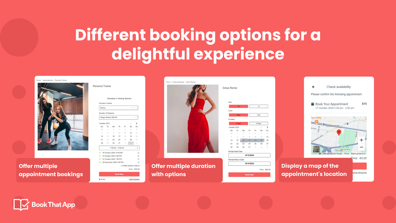 Various booking options for all your booking scenarios