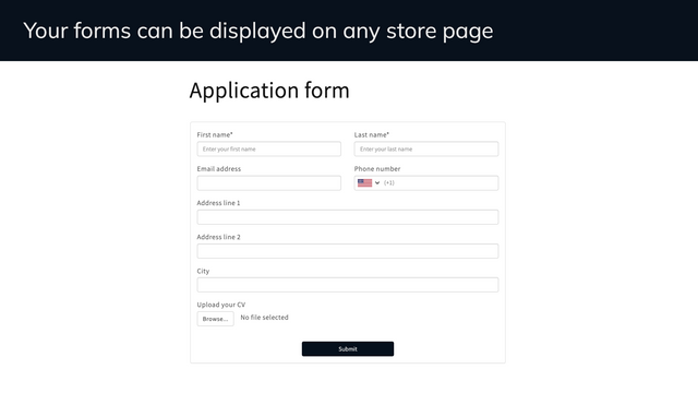 Your forms can be displayed on any store page