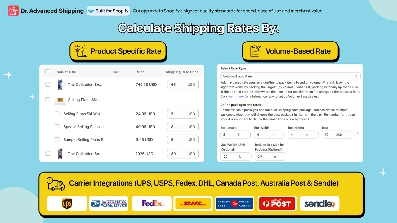 Calculate Product-specific, Volume-based, or Carrier-based rates