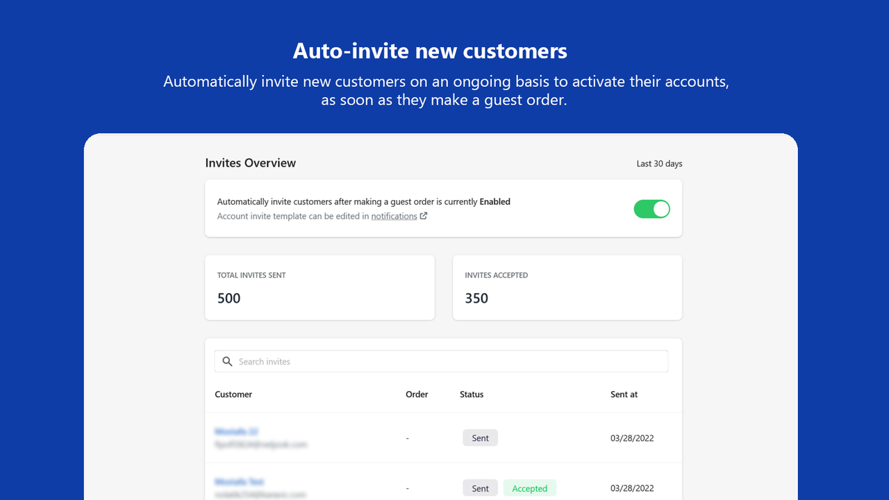 Automatically invite new customers