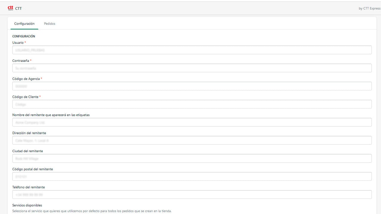 Manage the connection parameters with CTT.