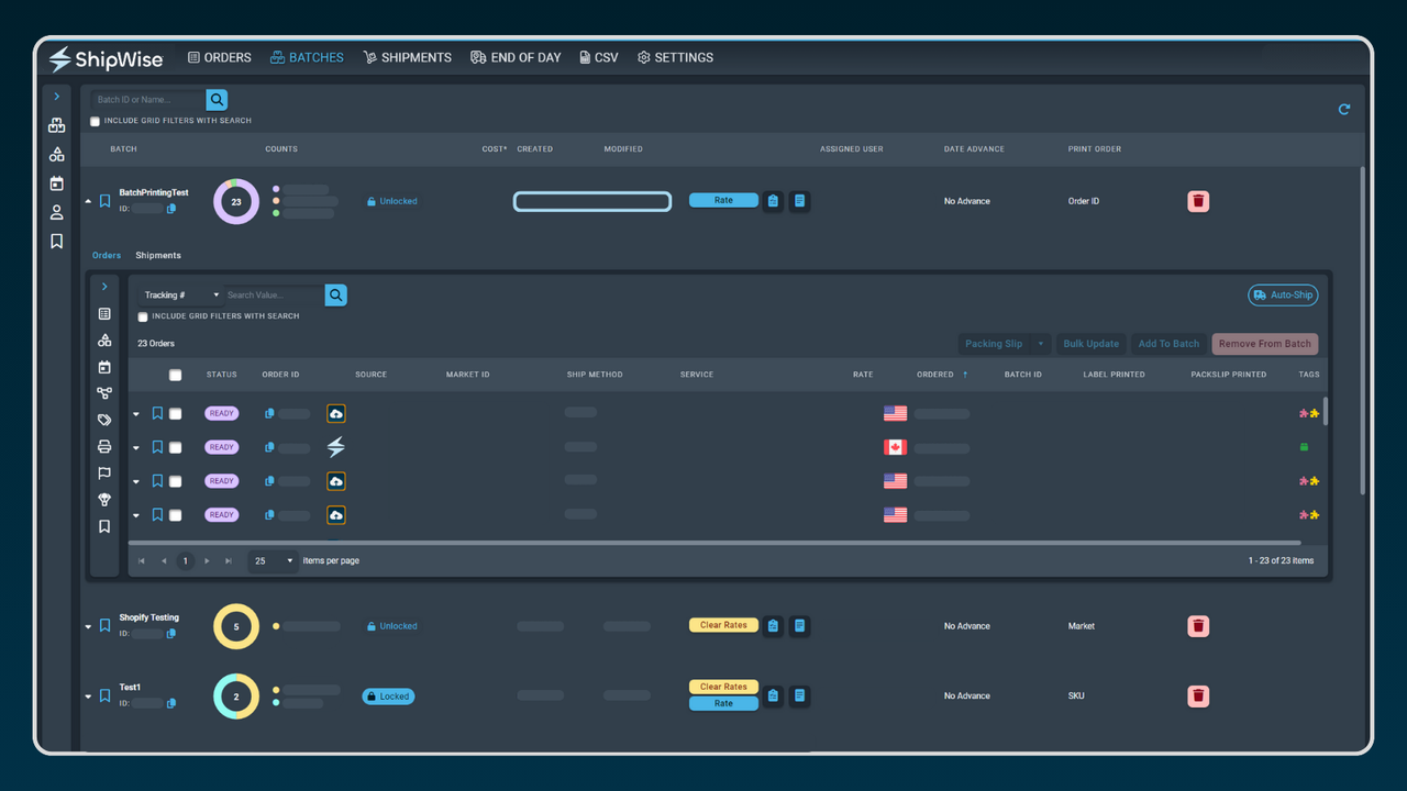 Ship groups of orders the quickly with Batches (Dark Mode)