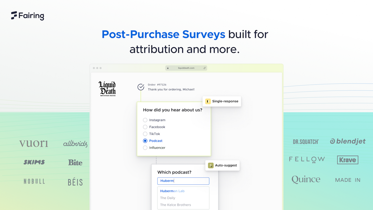 Fairing: Post Purchase Survey that's Shopify Plus Certified