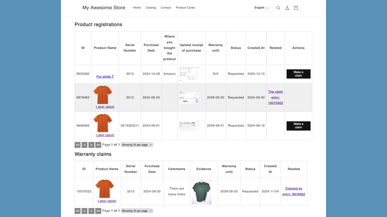 Stage 2. Customers see their registrations and make claims