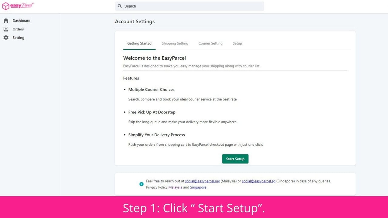 Step 1: Click “ Start Setup”