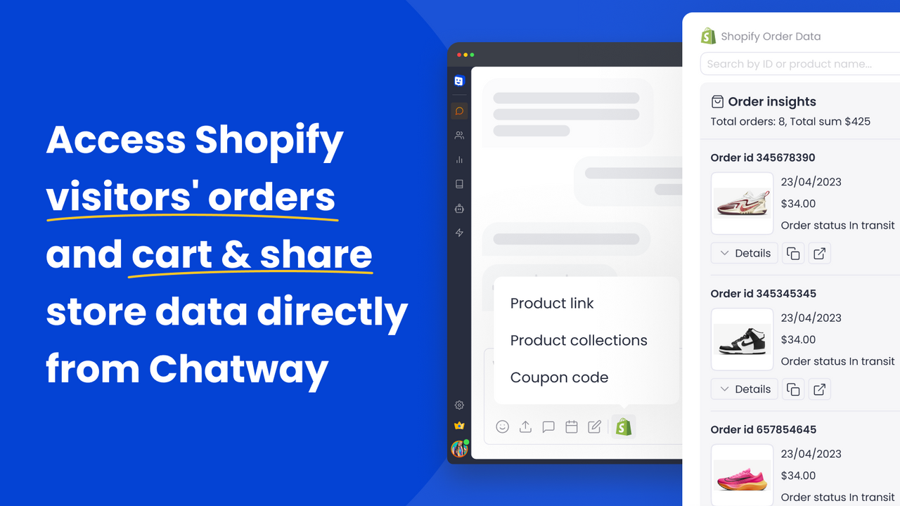 Access & share Shopify visitors' data from the live chat inbox