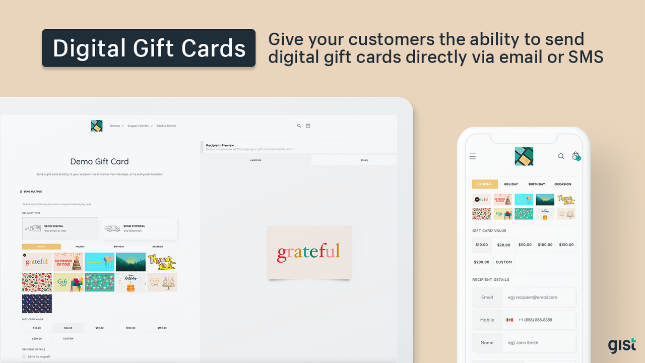 Your customers will love how simple it is to send Gift Cards!