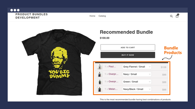 Bundle on the Product page