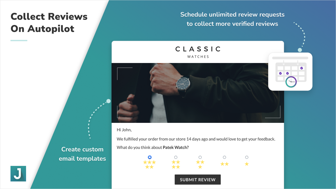 Collect unlimited reviews on autopilot from email, SMS