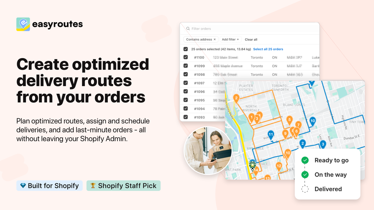 Create optimized delivery routes from your orders.