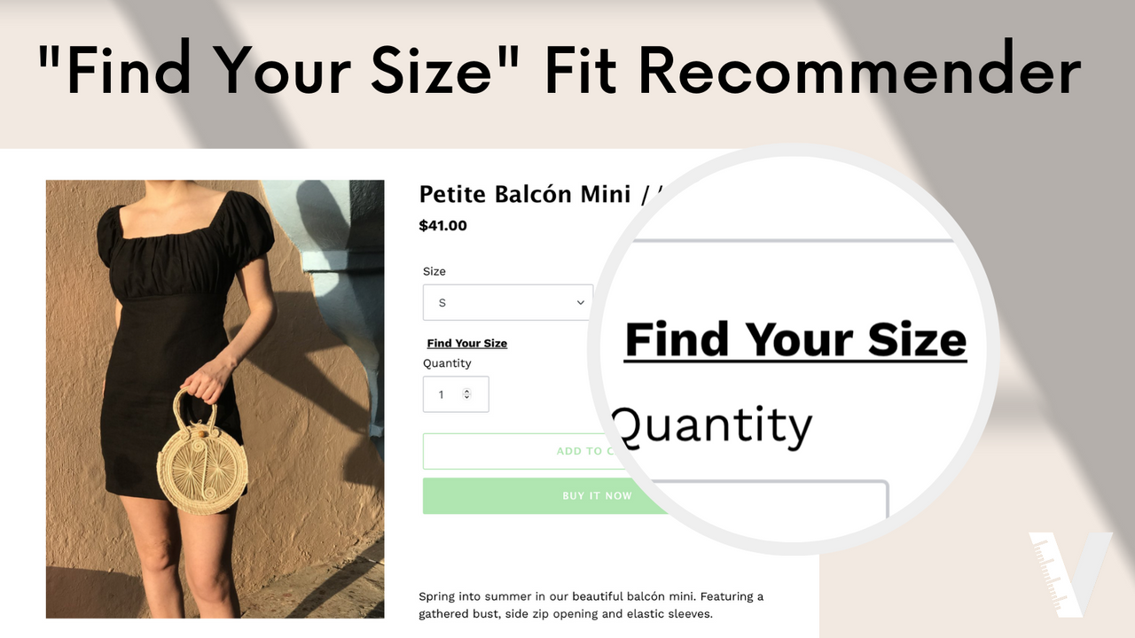 Find Your Size widget on product page